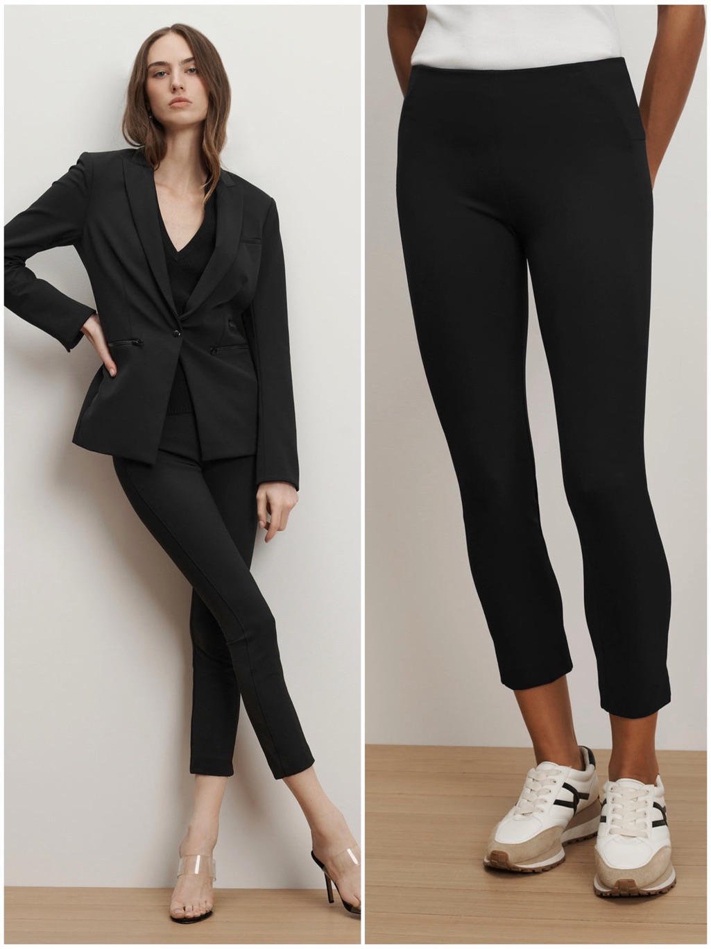 New Veronica Beard Scuba Slim-Fit Pants Size 8 Black Ankle Sleek Minimalist Sk16
